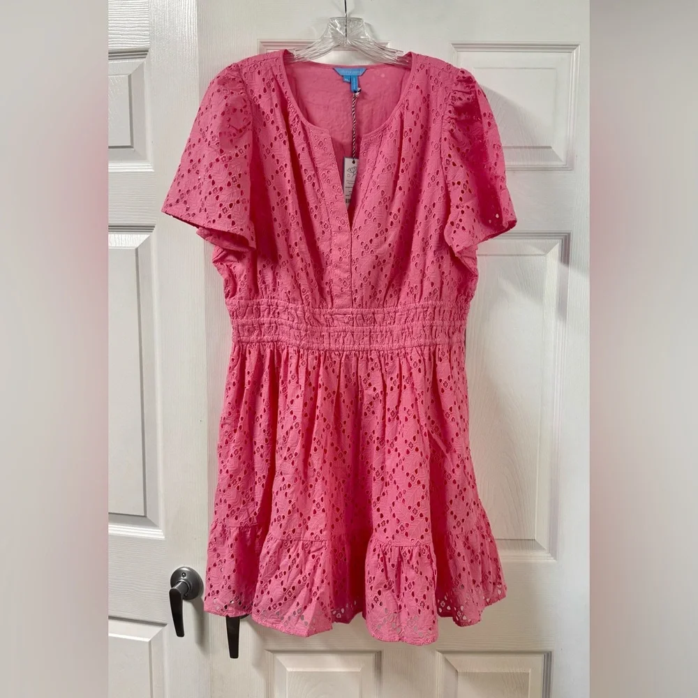 Draper James Wilson Pink Eyelet Whimsical Feminine Mini Dress New With Tags XL - Picture 1 of 13